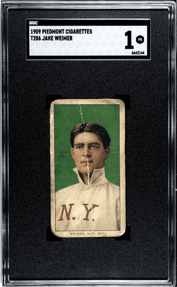 1909 T206 Jake Weimer Piedmont 150 Factory No. 25 New York Nat'l SGC 1 front of card