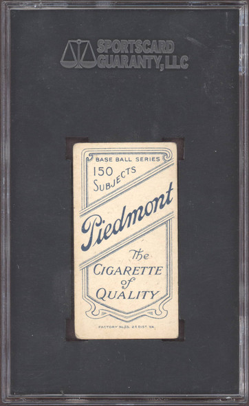 1909 T206 Joe Tinker Piedmont 150 Hands On Knees Factory No. 25 Chicago Nat'l HOF SGC 3 back of card