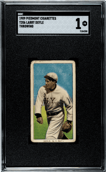 1909 T206 Larry Doyle Piedmont 150 Throwing Factory No. 25 New York Nat'l SGC 1 front of card