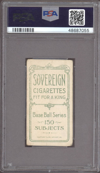 1909-11 T206 George Bell Sovereign 150 Hands Above Head Factory No. 25 Brooklyn PSA 1 back of card