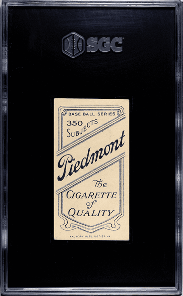 1910 T206 Frank Delehanty Piedmont 350 Factory No. 25 Louisville SGC 3 back of card