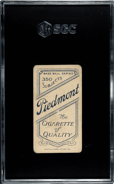 1910 T206 Ted Easterly Piedmont 350 Factory No. 25 Cleveland SGC 2.5 back of card