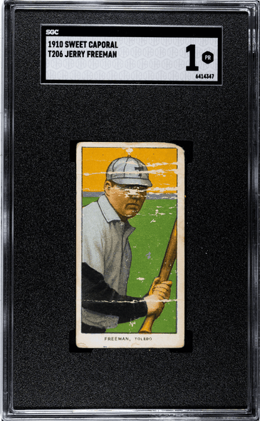 1910 T206 Jerry Freeman Sweet Caporal 350 Factory No. 30 Toledo SGC 1 front of card