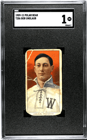 1909-11 T206 Bob Unglaub Polar Bear Factory No. 6 Washington SGC 1 front of card