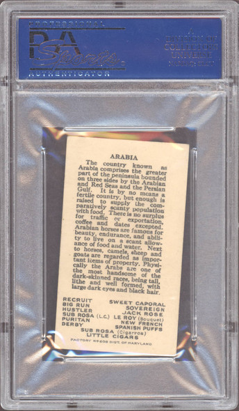 1910 T113 Arabia Types Of Nations Factory No. 606 PSA 6 back of card
