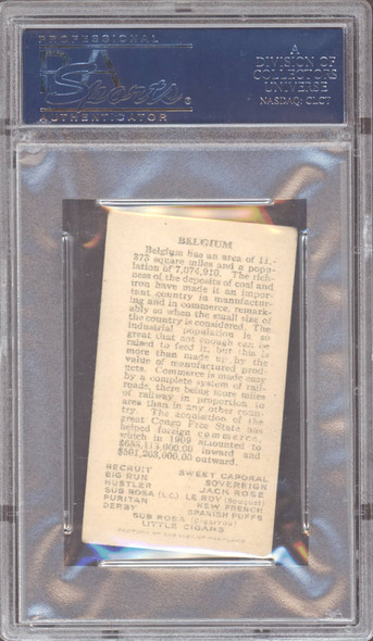 1910 T113 Belgium Types Of Nations PSA 4 back of card