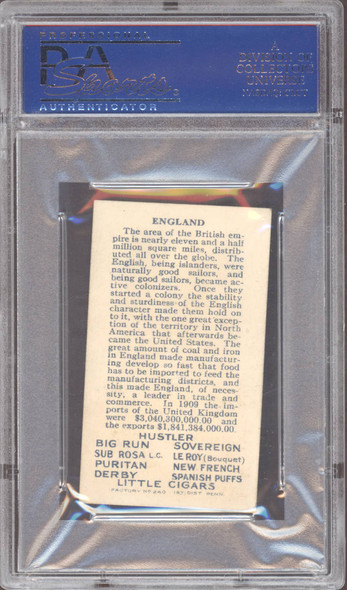 1910 T113 England Types Of Nations Factory No. 240 PSA 5.5 back of card