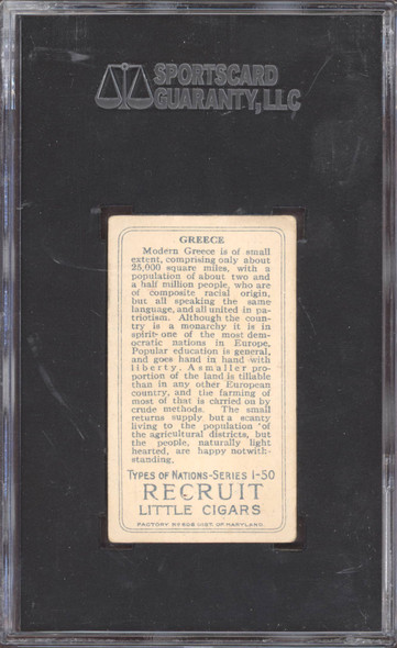 1910 T113 Greece Types Of Nations Factory No. 606 SGC 4 back of card