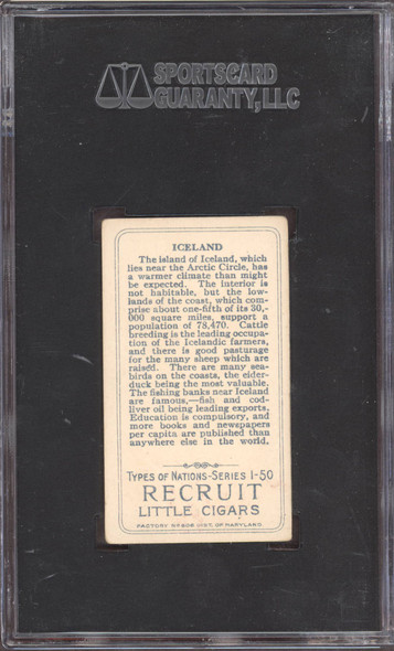 1910 T113 Iceland Types Of Nations Factory No. 606 SGC 4 back of card