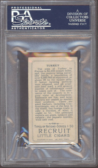 1910 T113 Turkey Types Of Nations Factory No. 240 PSA 4 back of card