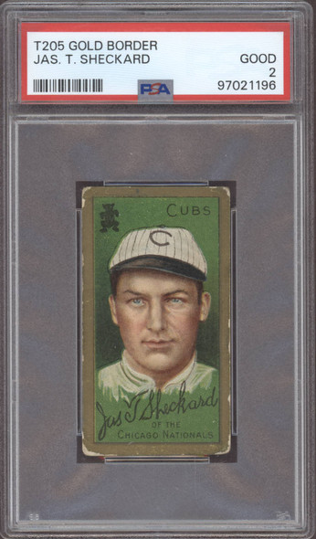 1911 T205 James T Sheckard Piedmont Gold Border Factory No. 25 Chicago Cubs PSA 2 front of card