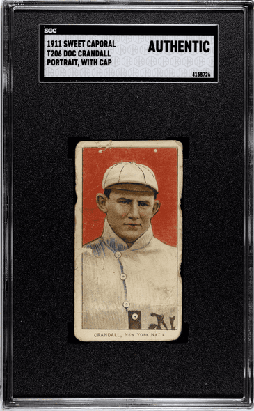 1911 T206 Doc Crandall Sweet Caporal 350-460 Portait, With Cap New York Nat'l SGC Authentic front of card
