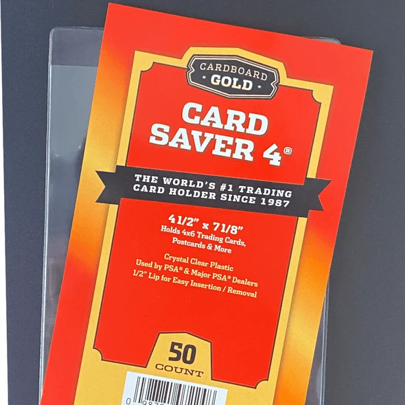 Cardboard Gold Card Saver 4 (50 Ct.) retail package close-up, detail view