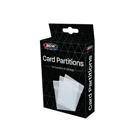 BCW Card Bin Partitions Clear retail package front, detail view