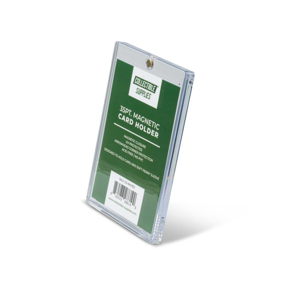 Collectible Supplies 35pt. Magnetic Card Holder for Sleeved Cards green retail package angled view, detail view
