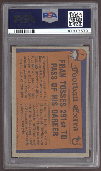 1976 Topps Fran Tarkenton #7 Minnesota Vikings HOF PSA 8 back of card