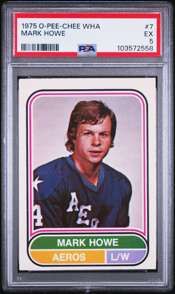 1975-76 O-Pee-Chee Mark Howe #7 Houston Aeros HOF PSA 5 front of card