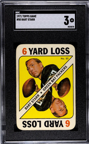 1971 Topps Bart Starr #50 Game Green Bay Packers HOF SGC 3 front of card