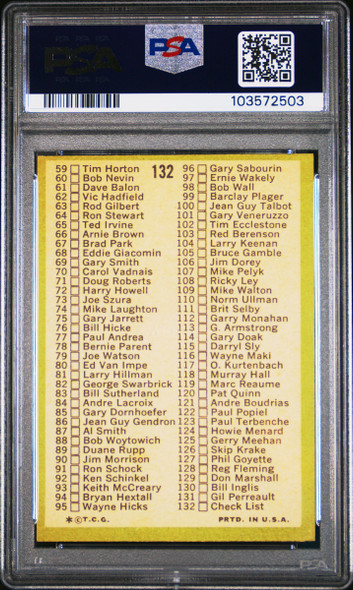 1970-71 Topps Checklist 1-132 #132 PSA 4 back of card