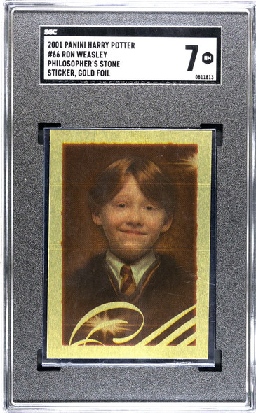 2001 Panini Harry Potter Ron Weasley #66 Philosopher's Stone Gold Foil SGC 7 front of card