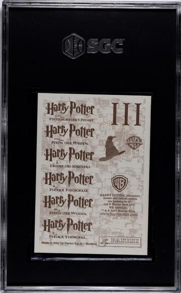 2001 Panini Harry Potter Snape At Hogwarts #111 Philosopher's Stone Sparkle SGC 9 back of card