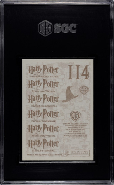 2001 Panini Harry Potter Hermione Raising Hand #114 Philosopher's Stone SGC 8 back of card