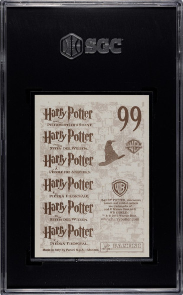 2001 Panini Harry Potter Ravenclaw #99 Philosopher's Stone Sparkle SGC 9 back of card