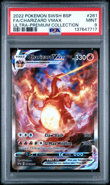 2022 Pokemon Sword & Shield Charizard VMax #SWSH261 Ultra Premium Collection Full Art PSA 9 front of card