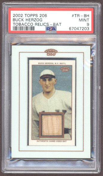 2002 Topps 206 Buck Herzog Bat Relic #TR-BH Tobacco Relics PSA 9 front of card