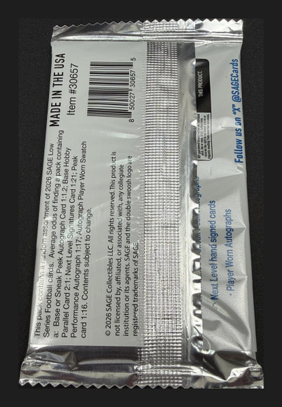2026 SAGE Low Series Football Pack back
