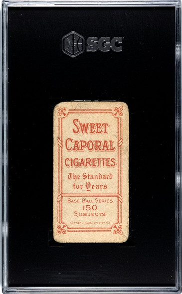 1909 T206 Johnny Bates Sweet Caporal 150 Batting Factory No. 25 Boston Doves SGC 1 back of card