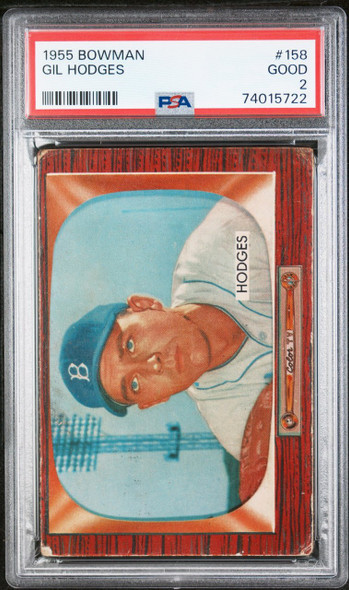 1955 Bowman Gil Hodges #158 Brooklyn Dodgers HOF PSA 2 front of card