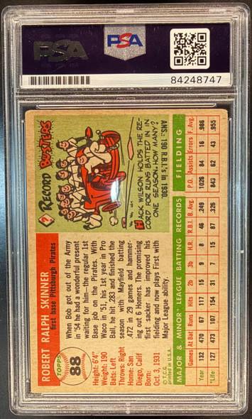 1955 Topps Bob Skinner #88 1st base Pittsburgh Pirates In Person Autograph RC PSA/DNA Authentic Auto back of card