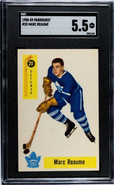 1958-59 Parkhurst Marc Reaume #20 Toronto Maple Leafs SGC 5.5 front of card