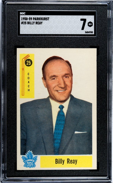 1958-59 Parkhurst Billy Reay #25 Toronto Maple Leafs SGC 7 front of card