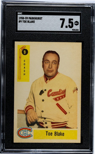 1958-59 Parkhurst Toe Blake #9 Montreal Canadiens HOF SGC 7.5 front of card