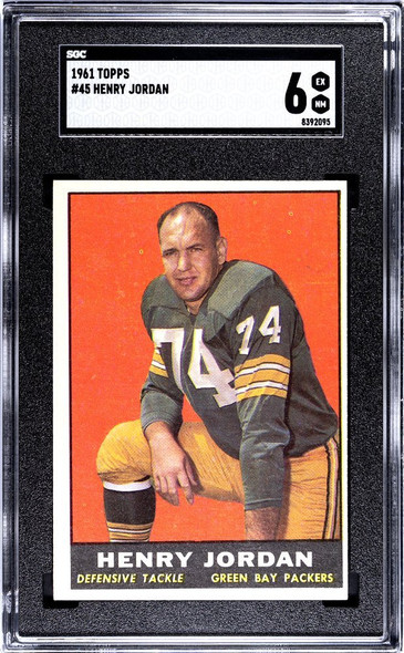 1961 Topps Henry Jordan #45 Green Bay Packers HOF SGC 6 front of card