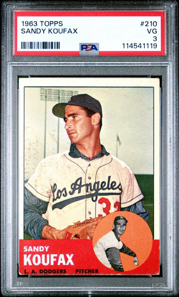 1963 Topps Sandy Koufax #210 Los Angeles Dodgers HOF PSA 3 (Cert 114541119) front of card