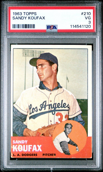 1963 Topps Sandy Koufax #210 Los Angeles Dodgers HOF PSA 3 (Cert 114541120) front of card