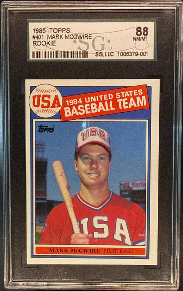 1985 Topps Mark McGwire #401 USA Baseball Team RC SGC 8 front of card