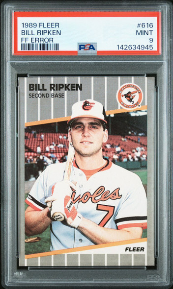 1989 Fleer Bill Ripken #616 FF Error Baltimore Orioles PSA 9 front of card