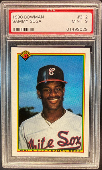 1990 Bowman Sammy Sosa #312 Chicago White Sox RC PSA 9 (Cert 01499029) front of card