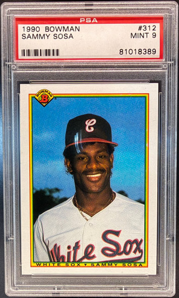 1990 Bowman Sammy Sosa #312 Chicago White Sox RC PSA 9 (Cert 81018389) front of card