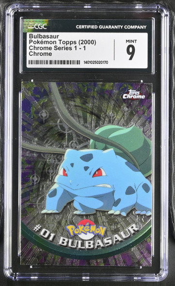 2000 Topps Pokemon Chrome Bulbasaur #1 Series 1 Chrome CGC 9 front of card