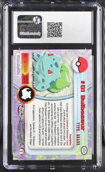 2000 Topps Pokemon Chrome Bulbasaur #1 Series 1 Chrome CGC 9 back of card
