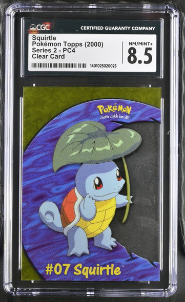 2000 Topps Pokemon Squirtle #07 Series 2 Clear Card CGC 8.5 front of card