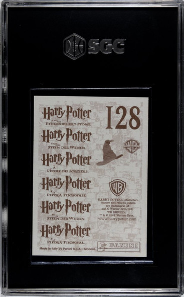 2001 Panini Harry Potter McGonagall at Hogwarts #128 Philosopher's Stone Sticker Sparkle SGC 10 back of card