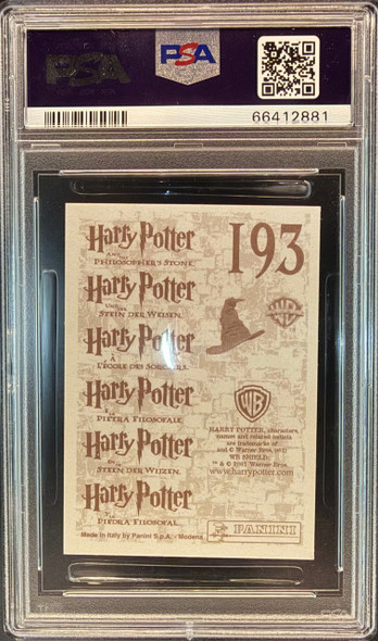 2001 Panini Harry Potter Harry Potter #193 The Philosopher's Stone Stickers PSA 8 back of card