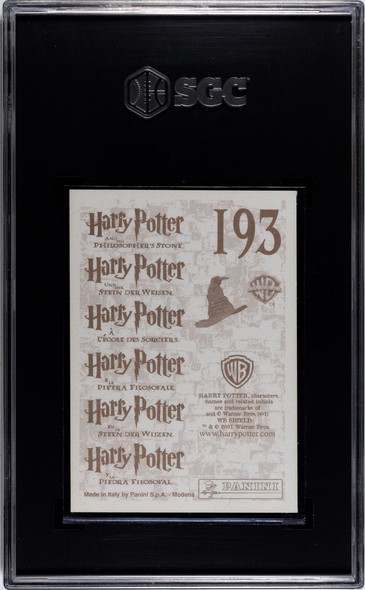 2001 Panini Harry Potter Harry Potter #193 Sticker, Gold Foil SGC 8 back of card