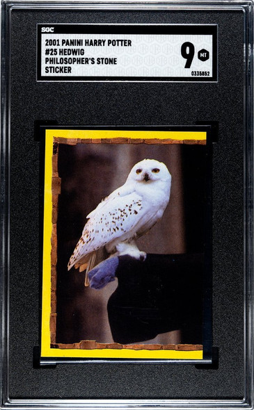 2001 Panini Harry Potter Hedwig #25 Philosopher's Stone Sticker SGC 9 front of card
